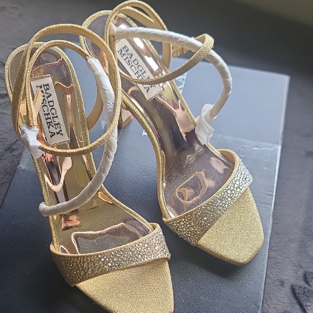 Badgley Mischka Gold Strappy Heels